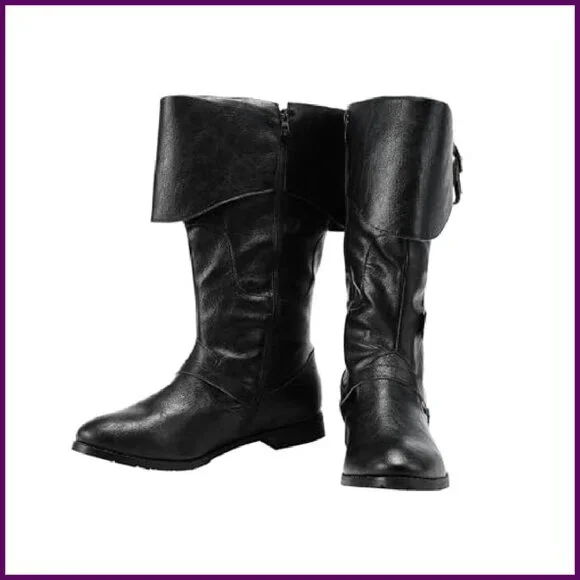 Medieval Renaissance Pull On Boots Mid Calf Gothic Cosplay Halloween